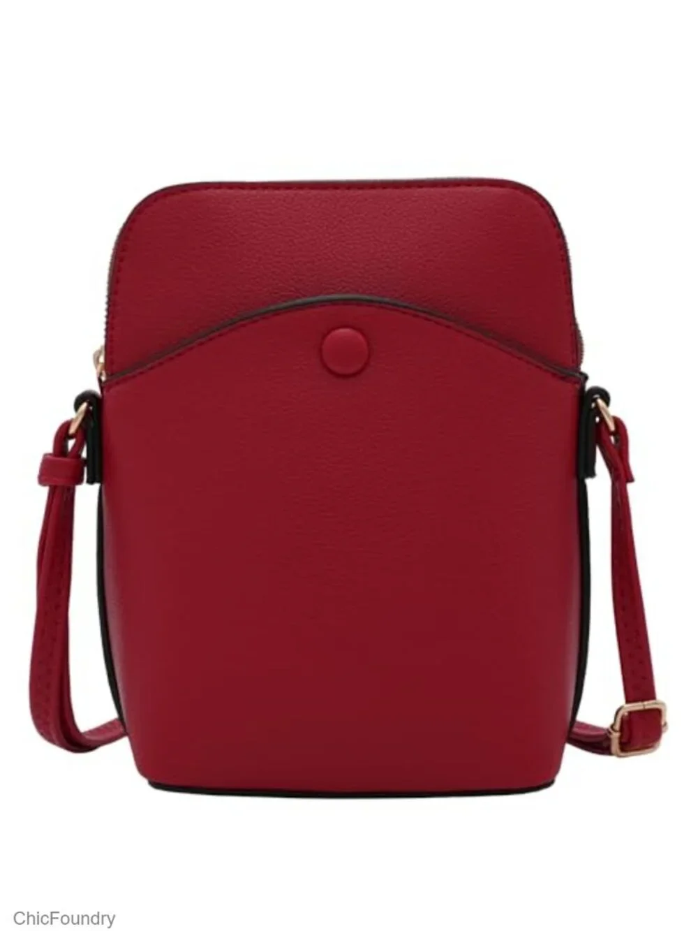 Vegan Leather Crossbody Bag with Gold Hardware, Adjustable Strap